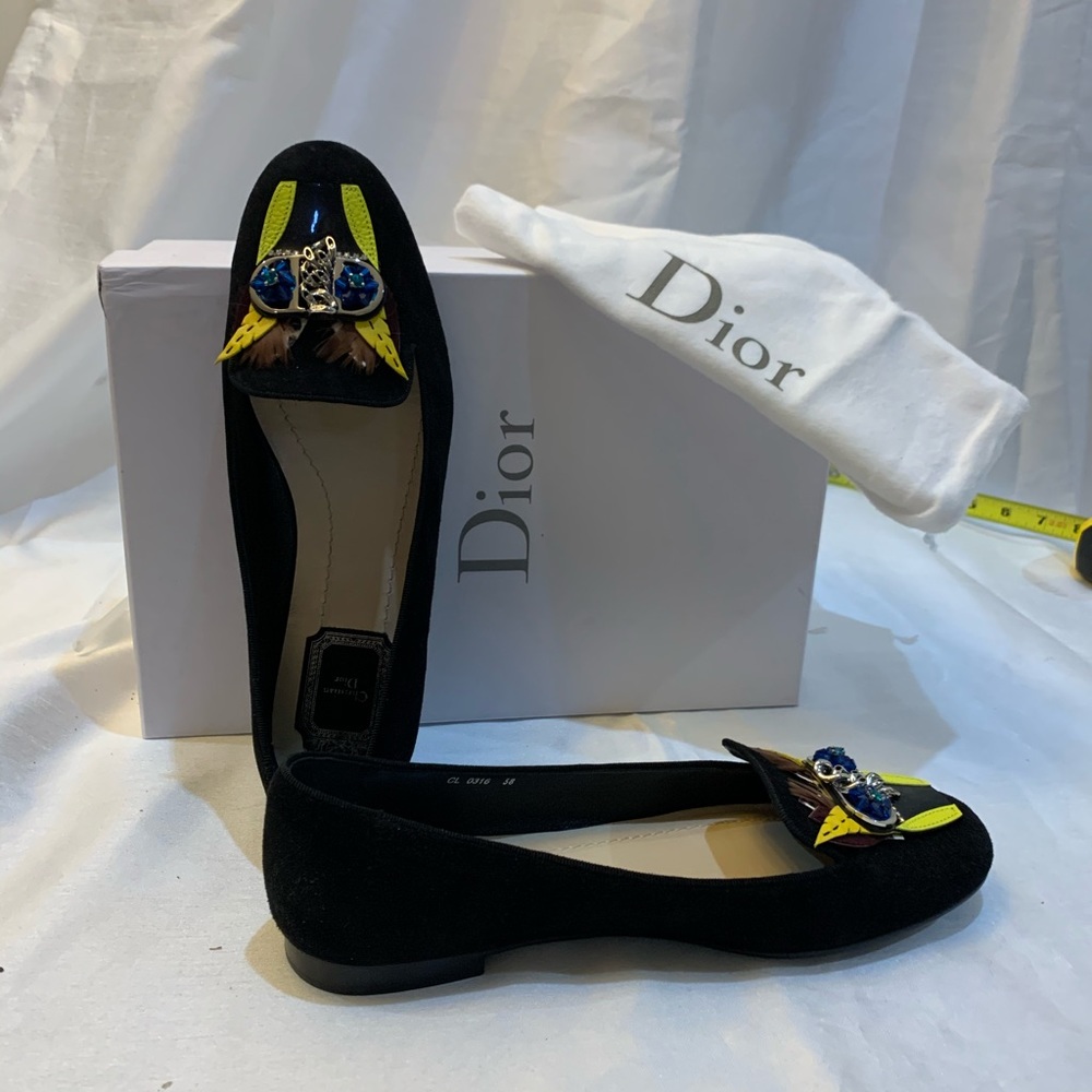 Dior black velvet flats, size 38, new